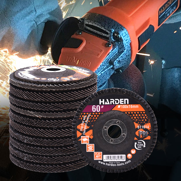 HARDEN 100x16MMx60# CURVED FLAP DISC W/FIBERGLASS BACK