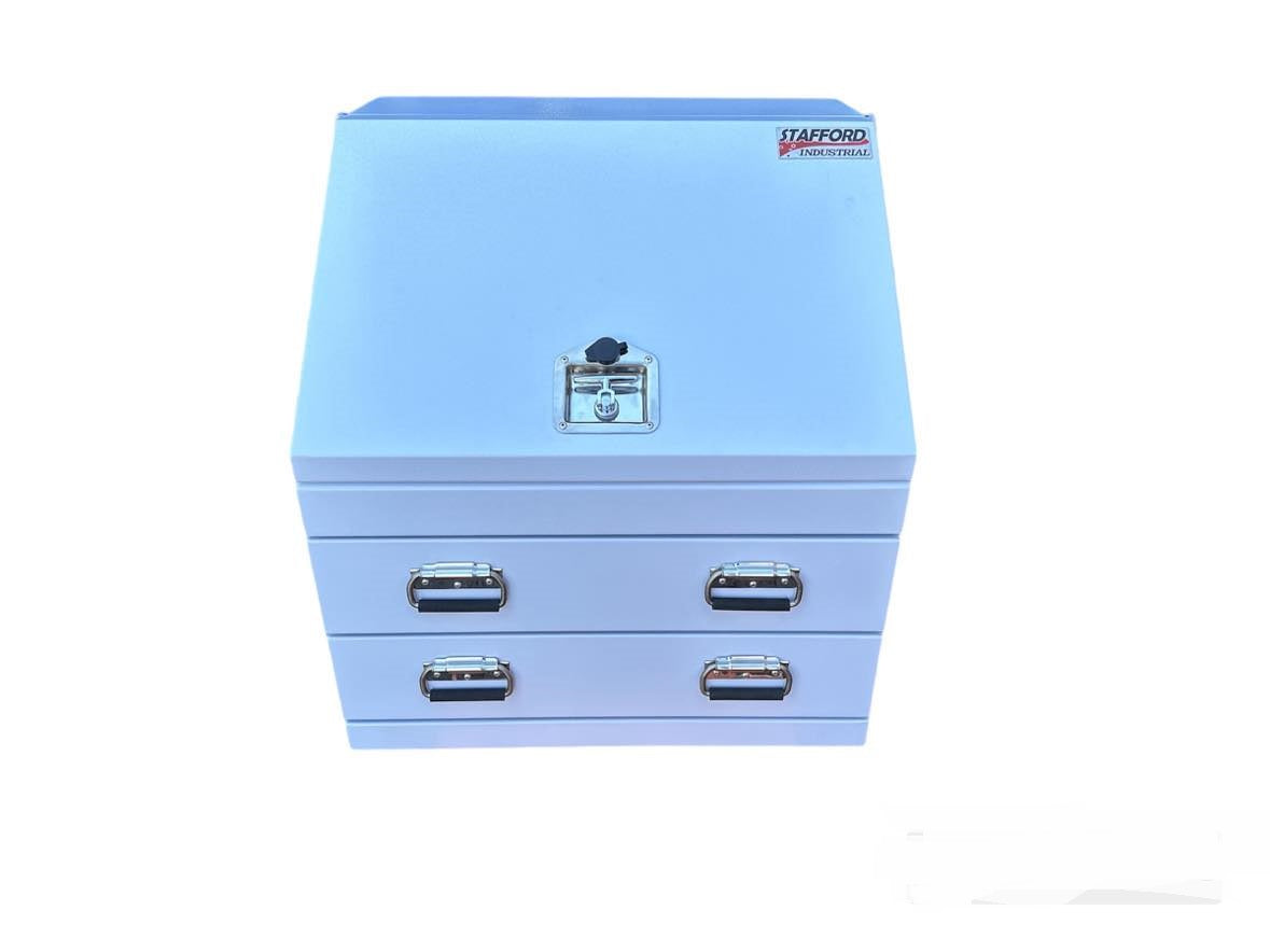 STAFFORD INDUSTRIAL TC700 SERIES 2 DRAWER LARGE ANGLED WHITE TOOL BOX