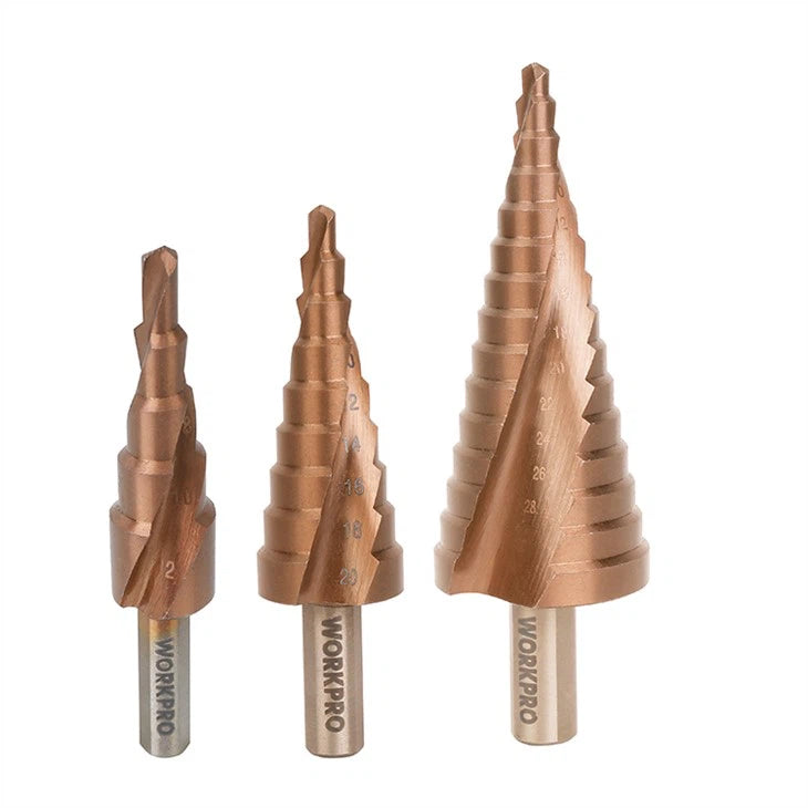 WORKPRO 3PC SPIRAL STEP DRILL SET