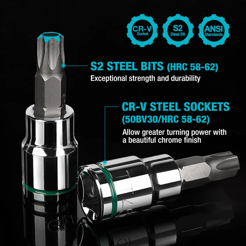 DURATECH 21-Piece Star & Hex Bit Socket Set