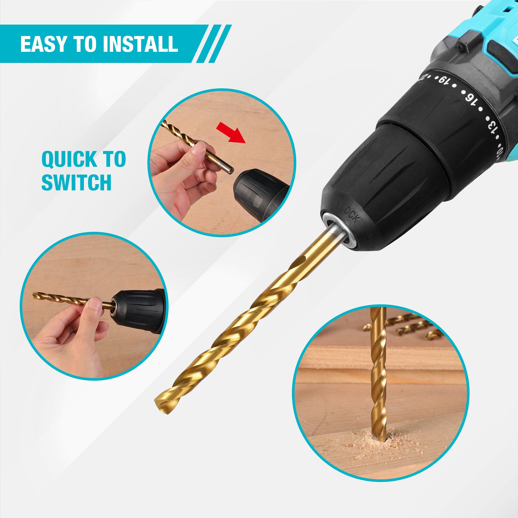 DURATECH 21PC TITANIUM DRILL SET