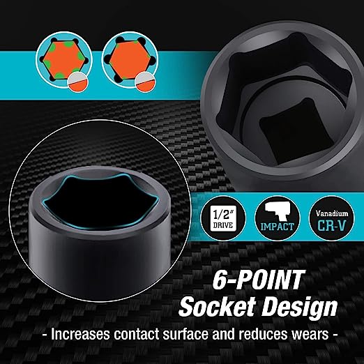DURATECH 12-Piece 1/2" Drive Metric Impact Sockets Set
