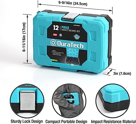 DURATECH 12-Piece 1/2" Drive SAE Impact Sockets Set