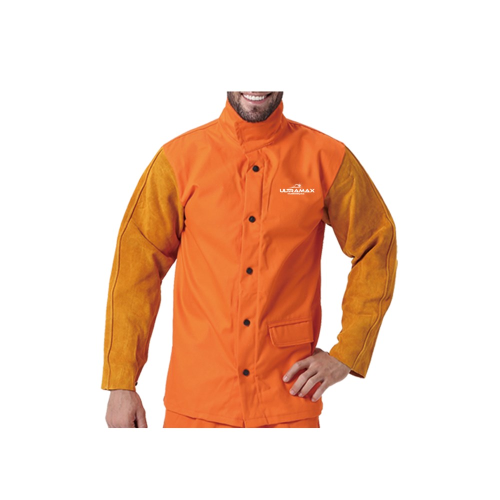 ULTRAMAX WELDING JACKET WITH ORANGE BODY/LEATHER SLEEVES XXXL