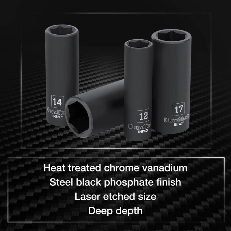 DURATECH 10-Piece3/8" Drive SAE Impact Sockets Set