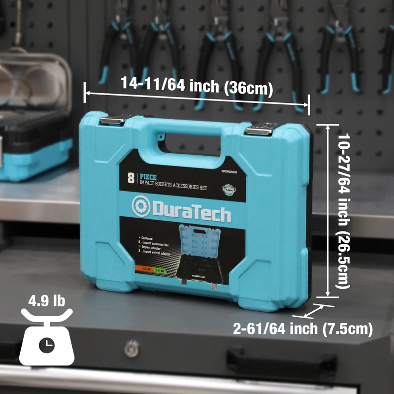 DURATECH 8-Piece 1/2" & 3/8" Impact Socket Accessories Set