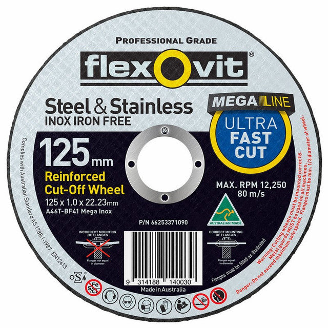 FLEXOVIT 125MM X 1.0 X 22.2MM TUB OF 100