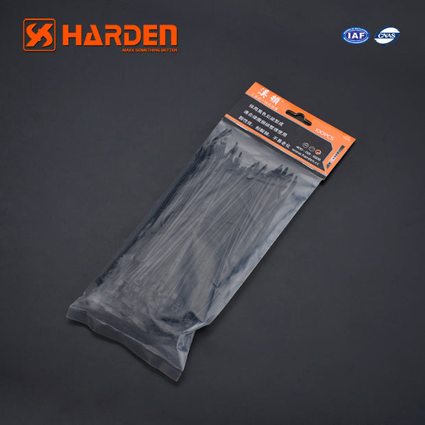 HARDEN 300MM/100PC 100 x 3.4MM CABLE TIE BLACK