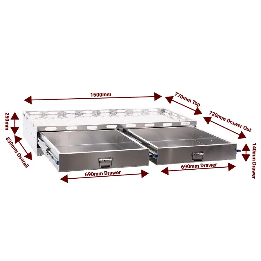 STAFFORD INDUSTRIAL TOOL BOX 1500X850X410MM 2 DRAWER