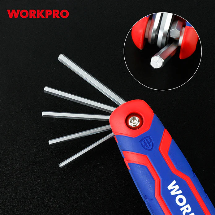 WORKPRO 9PC FOLDING BALL POINT HEX KEY SET(SAE)