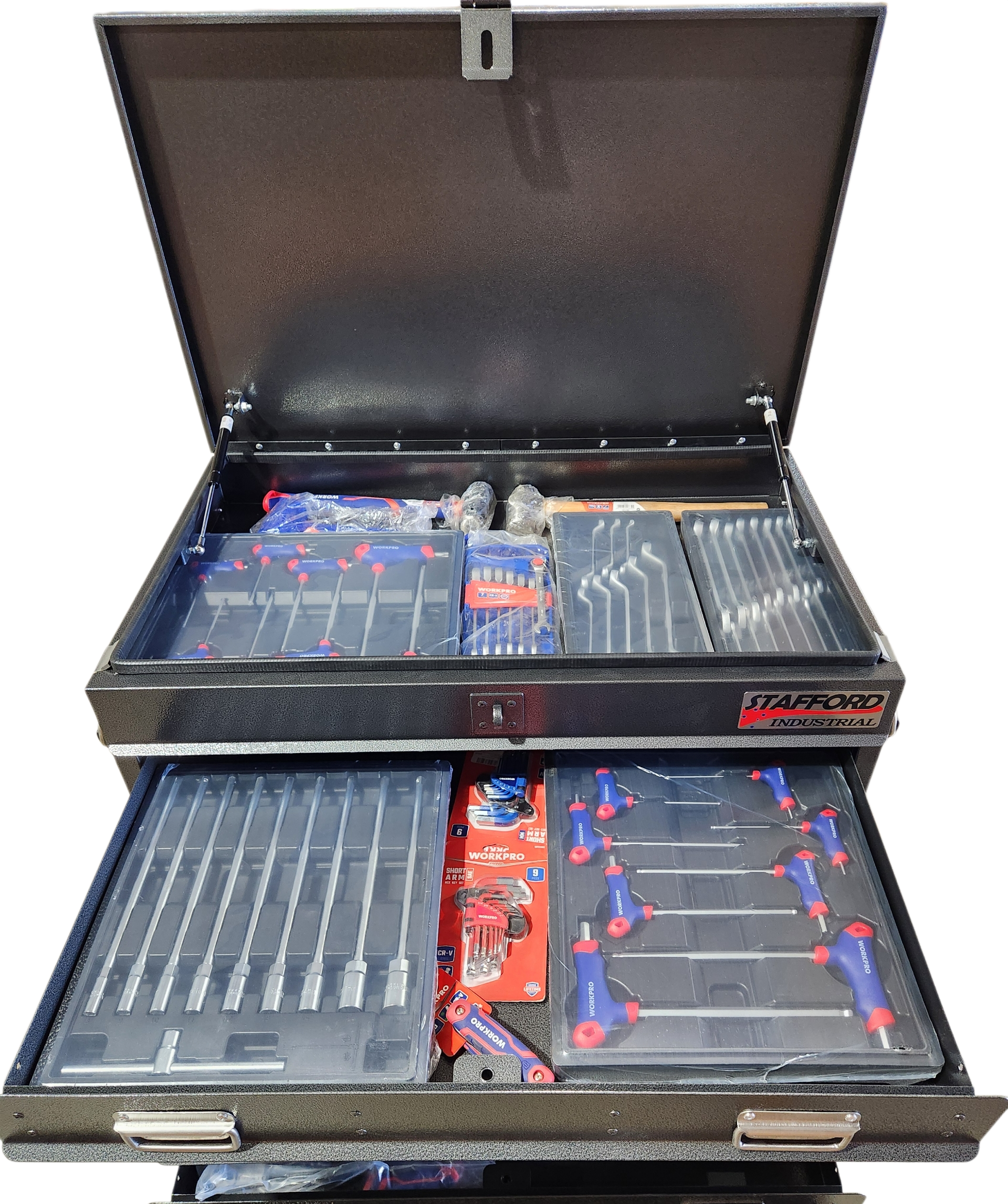 STAFFORD INDUSTRIAL WORKPRO ROLLER CABINET 300PCE TOOLKIT BLACK