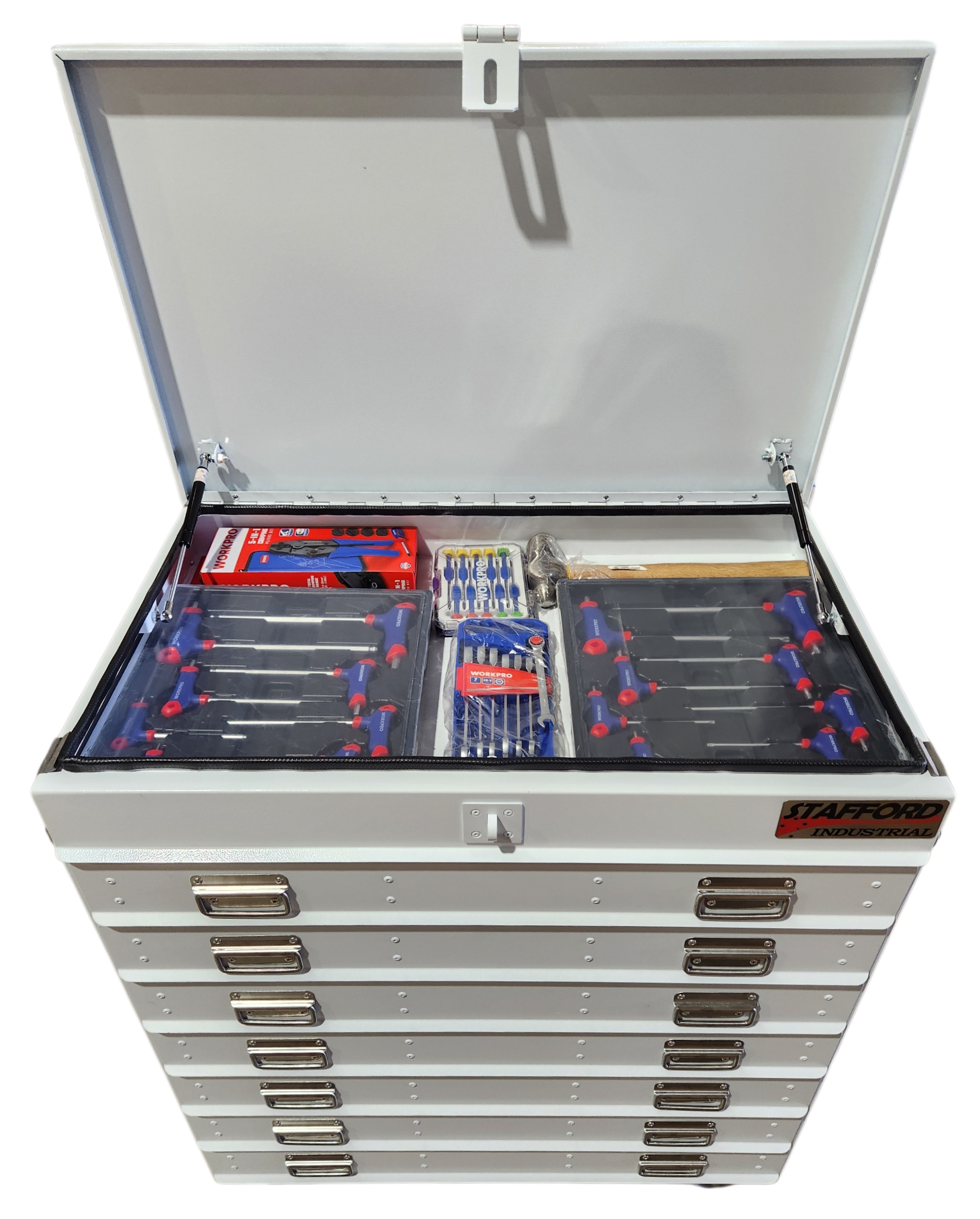 STAFFORD INDUSTRIAL WORKPRO ROLLER CABINET 300PCE TOOLKIT WHITE
