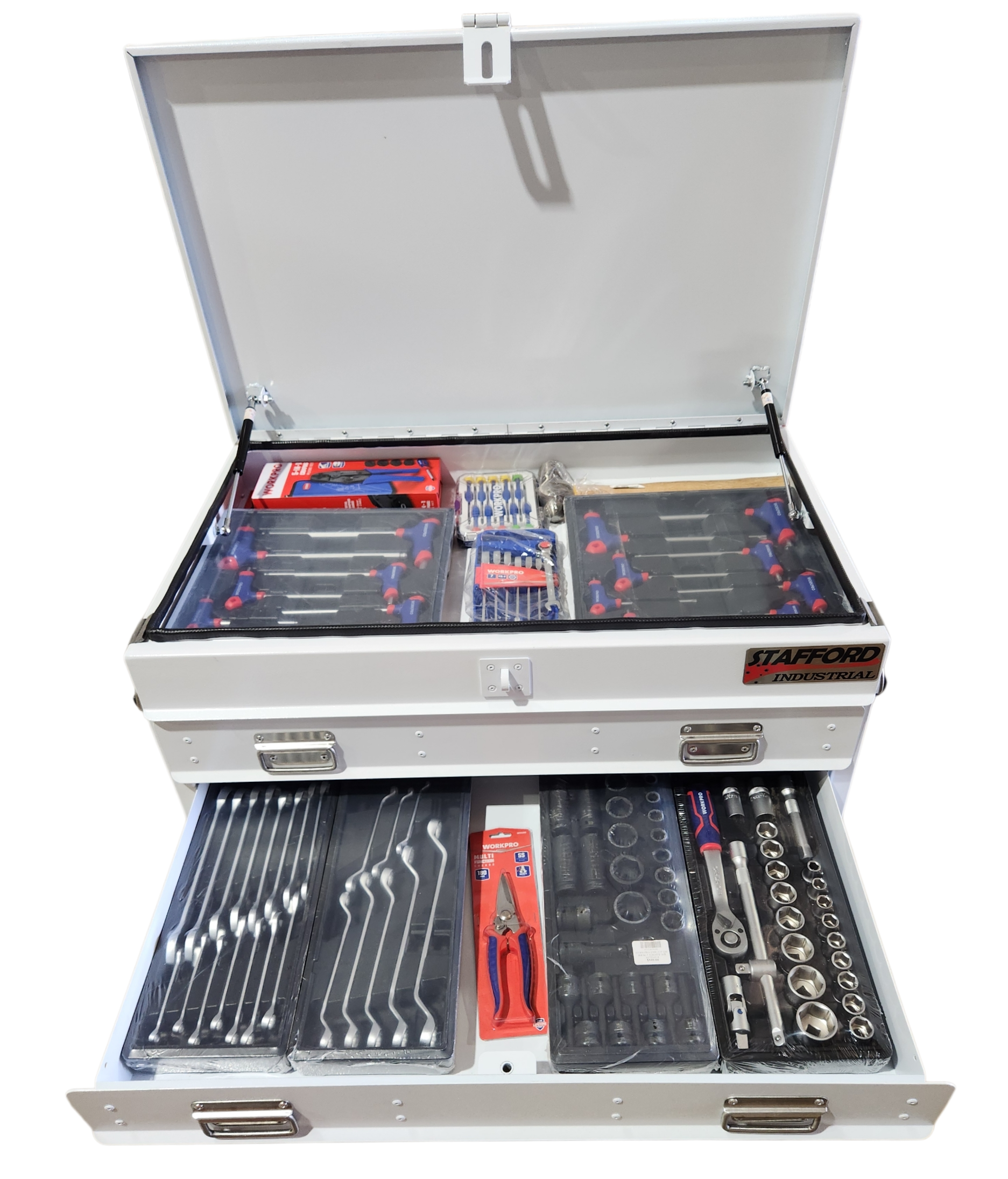 STAFFORD INDUSTRIAL WORKPRO ROLLER CABINET 300PCE TOOLKIT WHITE