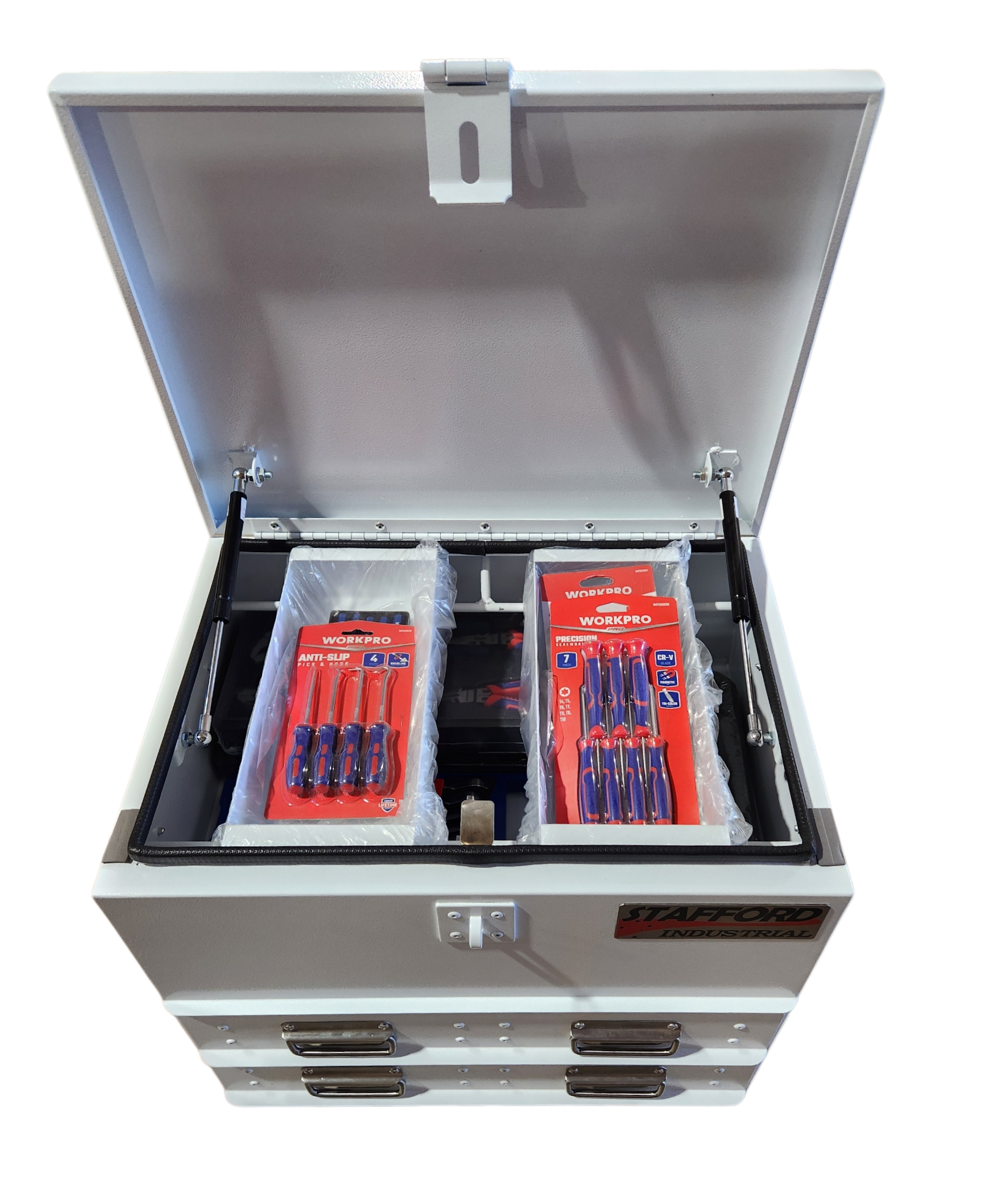 WORKPRO 290PCE TOOLKIT WITH 550MM 2DR WHITE TOOL BOX