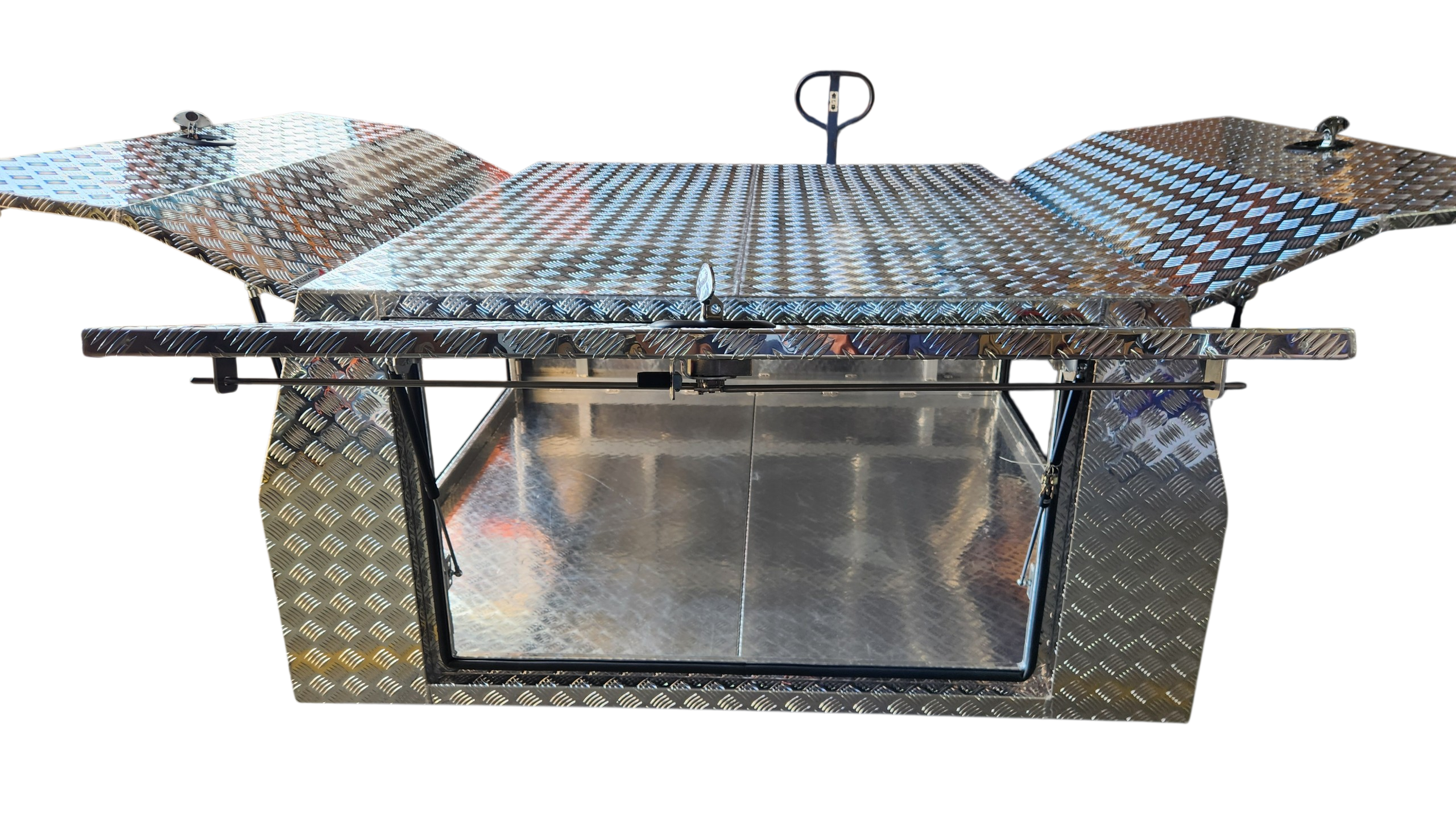 STAFFORD INDUSTRIAL UTE CANOPY 1800MM X 1780MM X 860MM ALU CHECKER PLATE 3 DOOR
