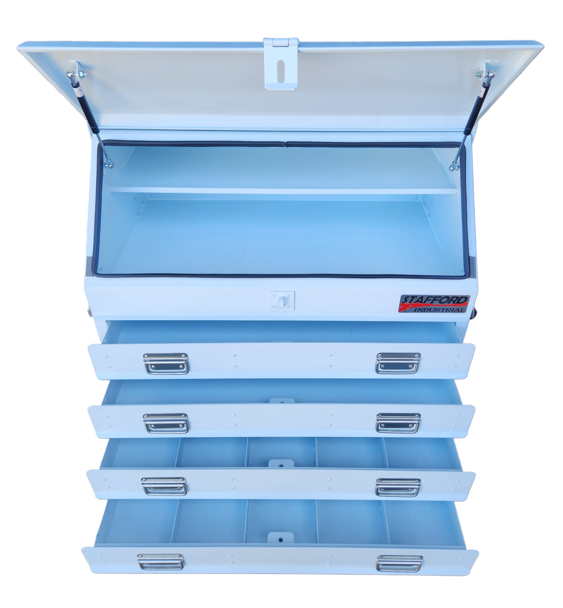 STAFFORD INDUSTRIAL TC880 SERIES 4 DRAWER TRUCK BOX WHITE ANGLED