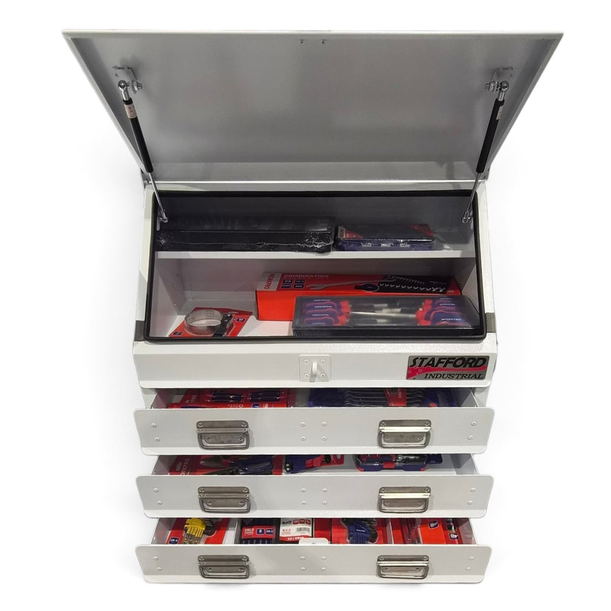 WORKPRO 375PCE TOOLKIT WITH 700MM WHITE ANGLED TOOL BOX