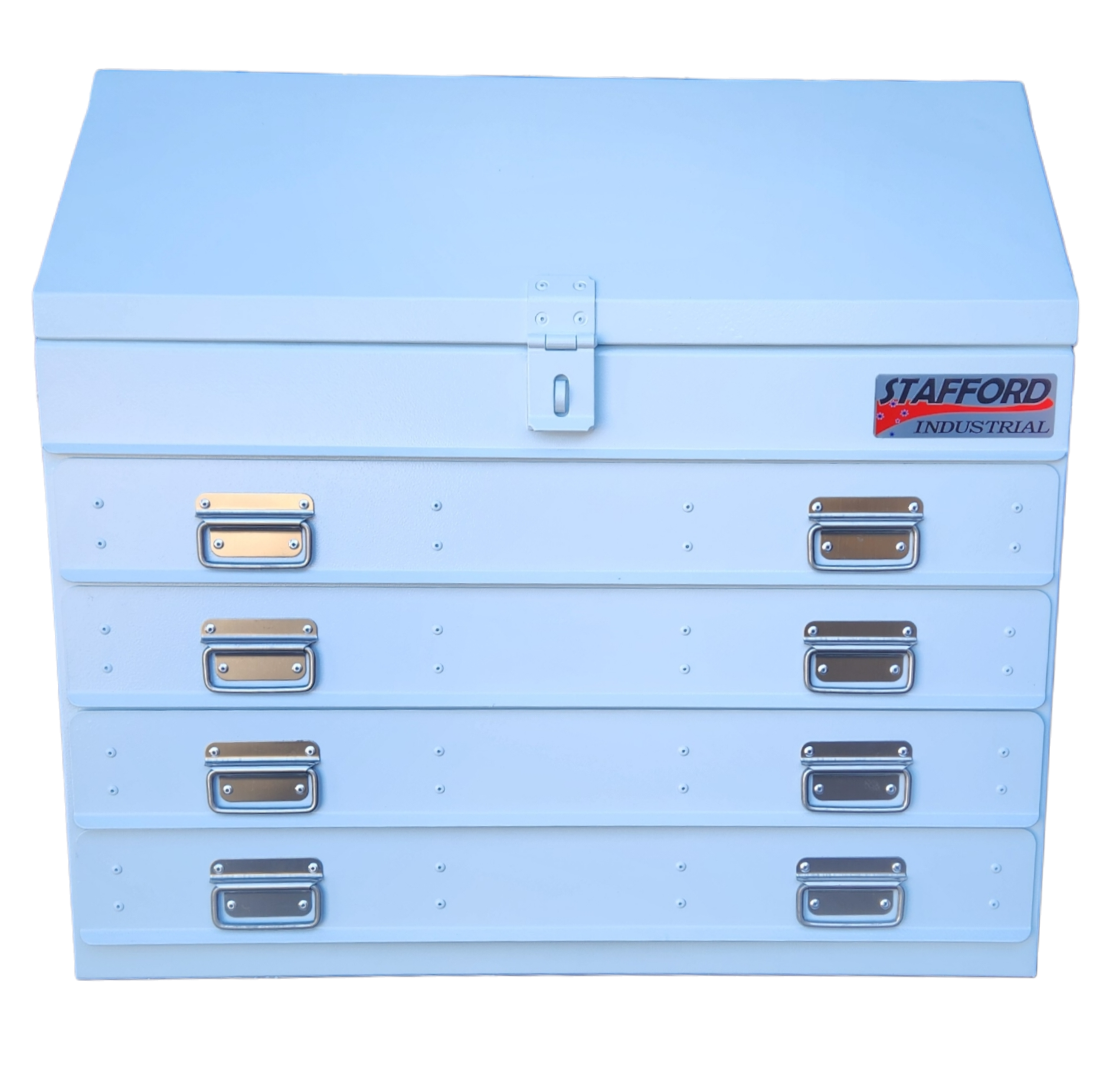 STAFFORD INDUSTRIAL TC880 SERIES 4 DRAWER TRUCK BOX WHITE ANGLED