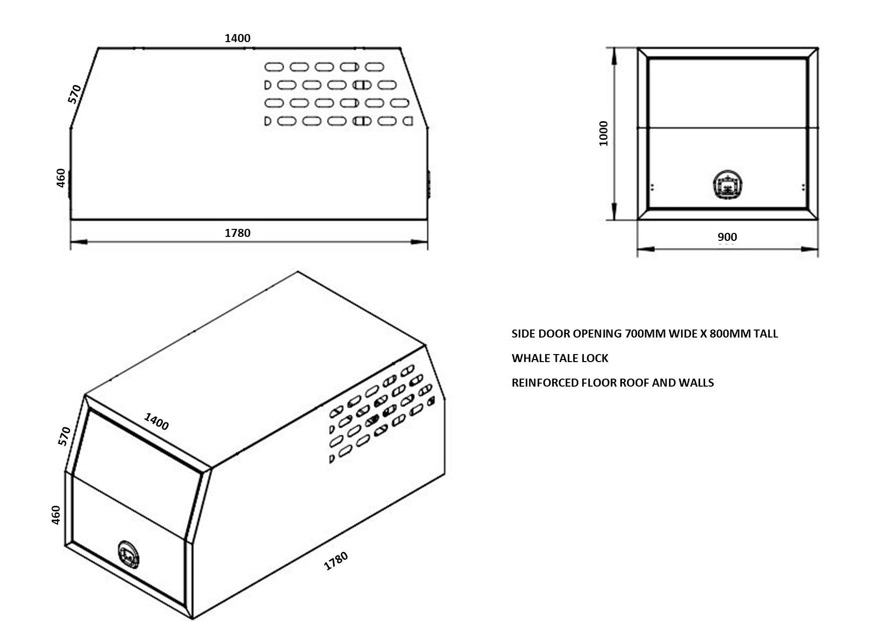 STAFFORD INDUSTRIAL DOGBOX 900MM X 1780MM X 1000MM WHITE CANOPY