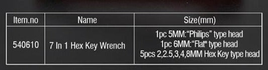 HARDEN 7 IN 1 HEX WRENCH KEY