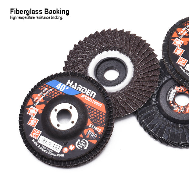 HARDEN 100x16MMx40# CURVED FLAP DISC W/FIBERGLASS BACK