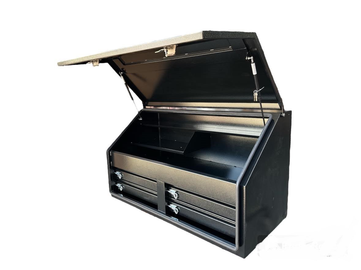 STAFFORD INDUSTRIAL 4 DRAWER 1300MM ANGLED BLACK TOOL BOX FRONT COVER