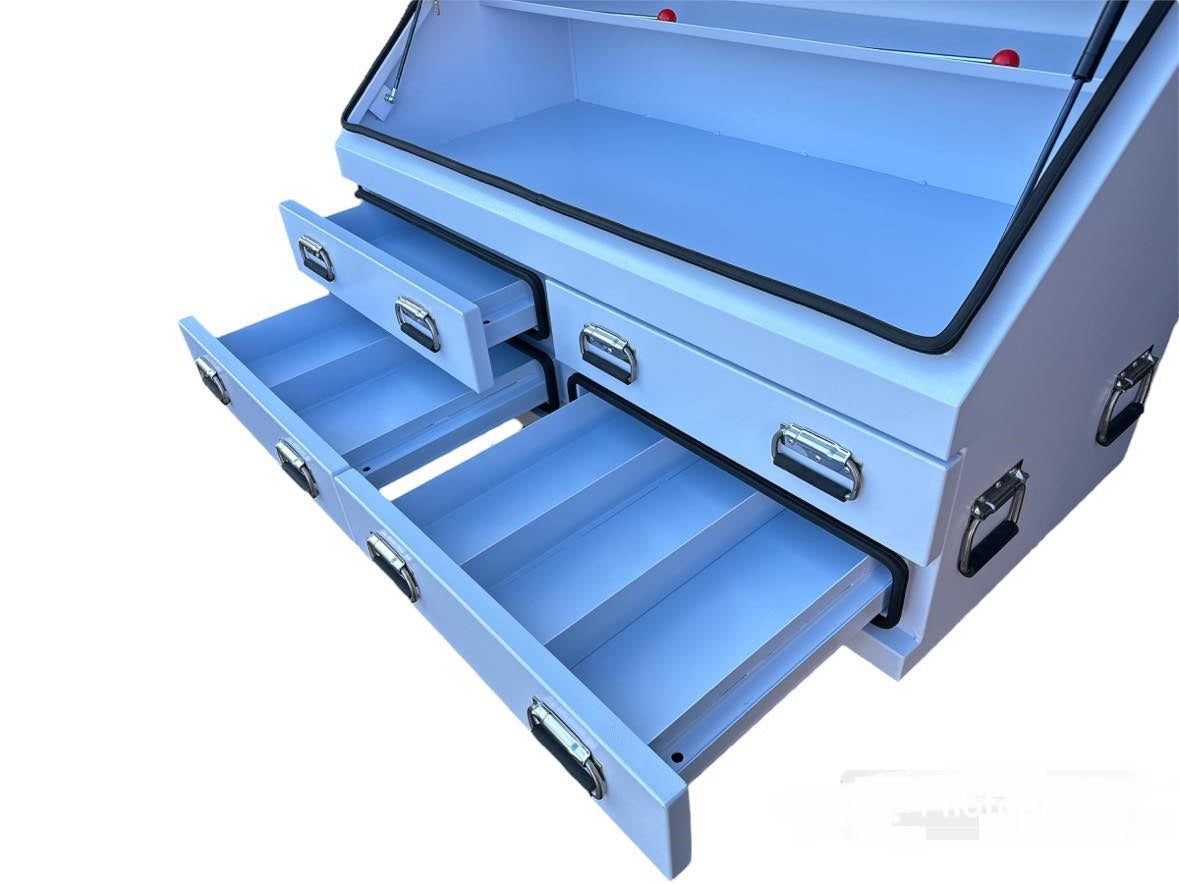 STAFFORD INDUSTRIAL 4 DRAWER 1500MM WHITE ANGLED TOOL BOX