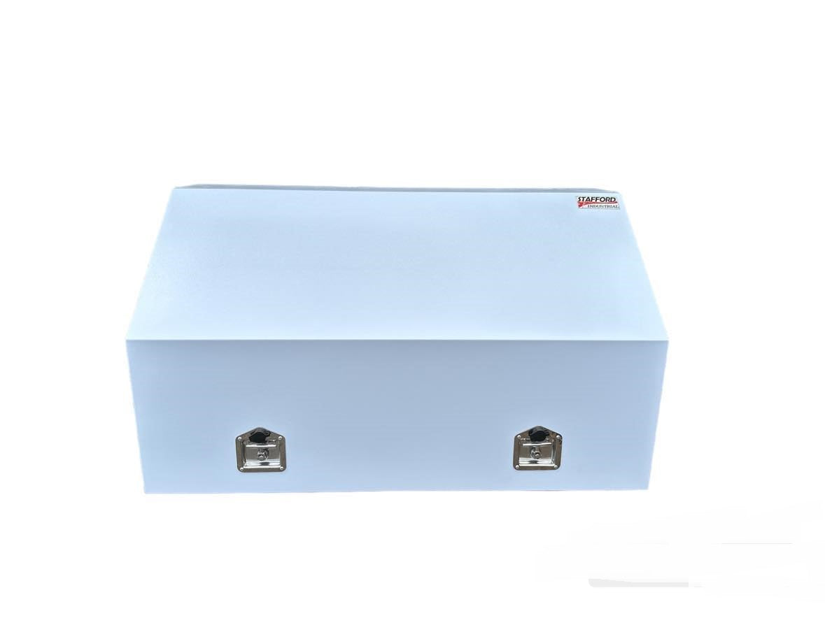 STAFFORD INDUSTRIAL 4 DRAWER 1300MM ANGLED WHITE TOOL BOX FRONT COVER