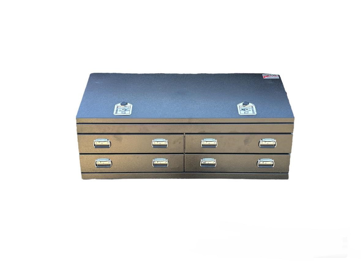 STAFFORD INDUSTRIAL 4 DRAWER 1500MM BLACK ANGLED TOOL BOX