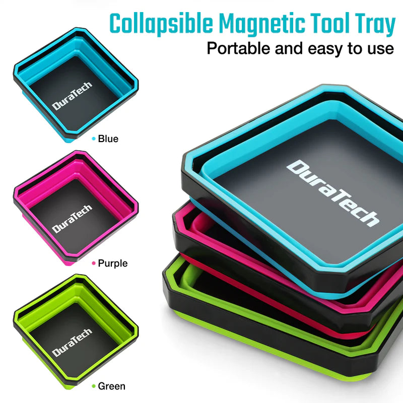 DURATECH 3Pack Magnetic foldable silicone tool tray
