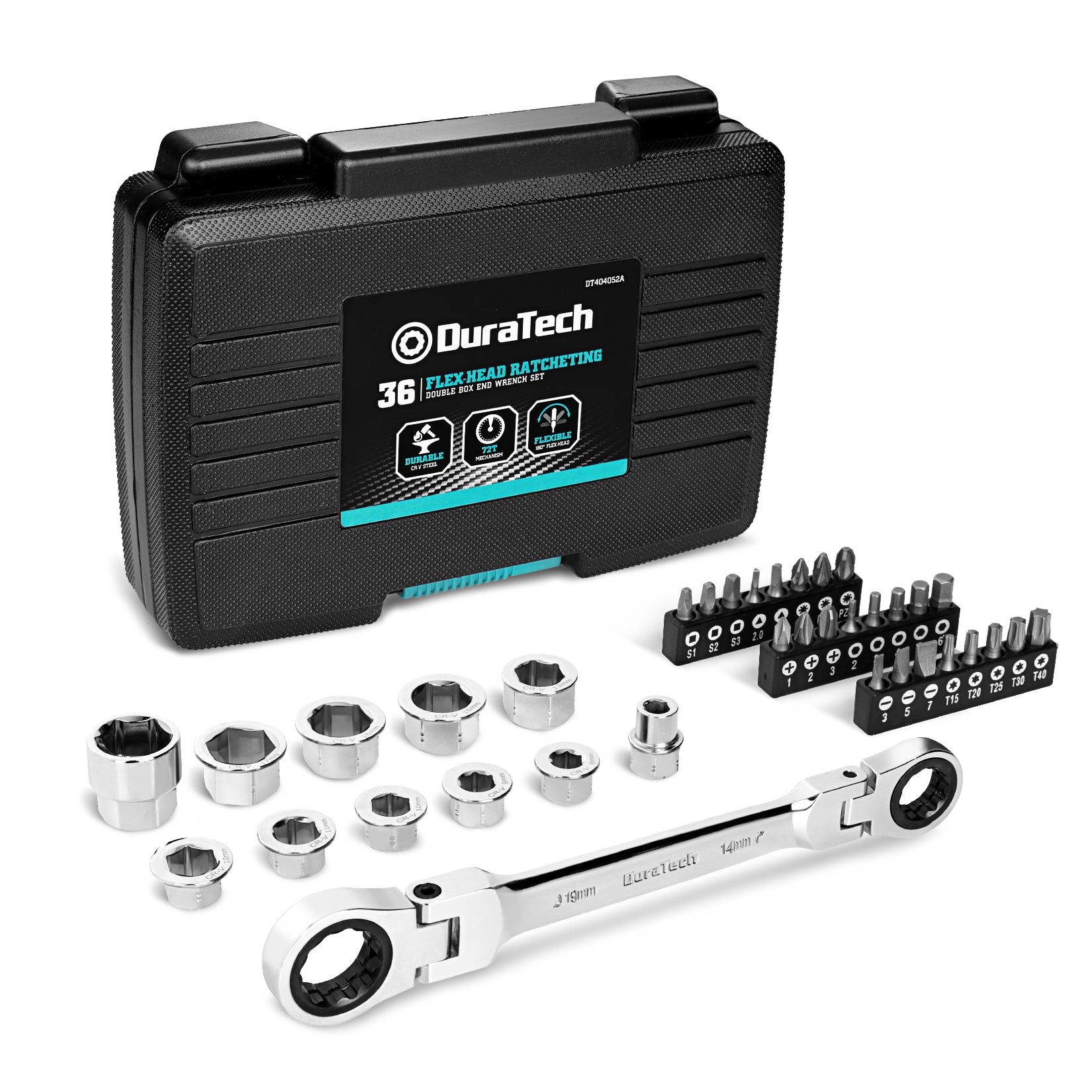 DURATECH 36PC FLEX HEAD RATCHETING DOUBLE BOX END