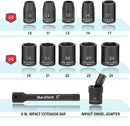 DURATECH 12-Piece 1/2" Drive Metric  Impact Sockets Set