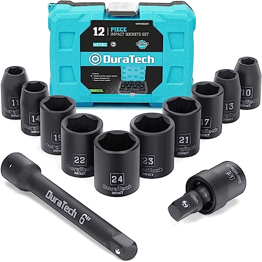 DURATECH 12-Piece 1/2" Drive Metric  Impact Sockets Set