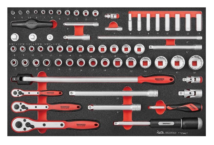 TENG 741PCE 26"12 DRAWER STACK TOOL KIT, METRIC & IMPERIAL, EVA TRAYS, BLACK