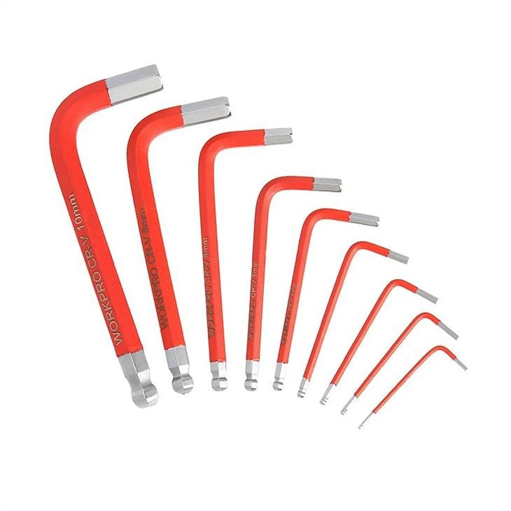 WORKPRO 9PC SHORT ARM BALL POINT HEX KEY SET (SAE)