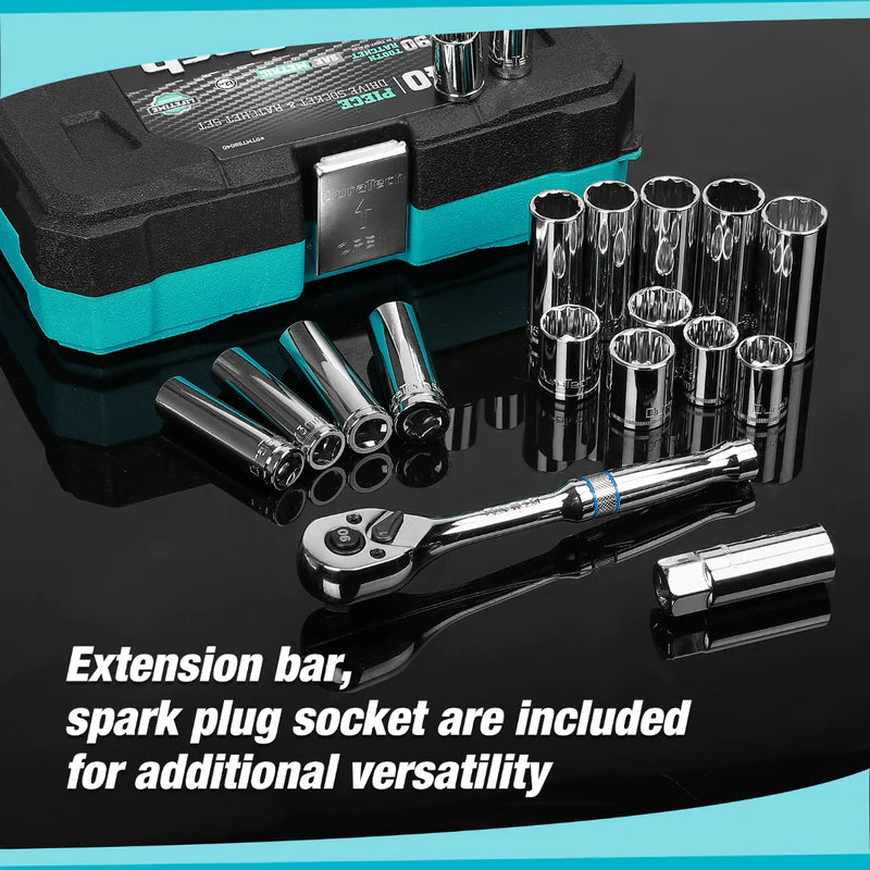DURATECH 40-Piece Standard (SAE) and Metric Polished Chrome Mechanics Tool Set