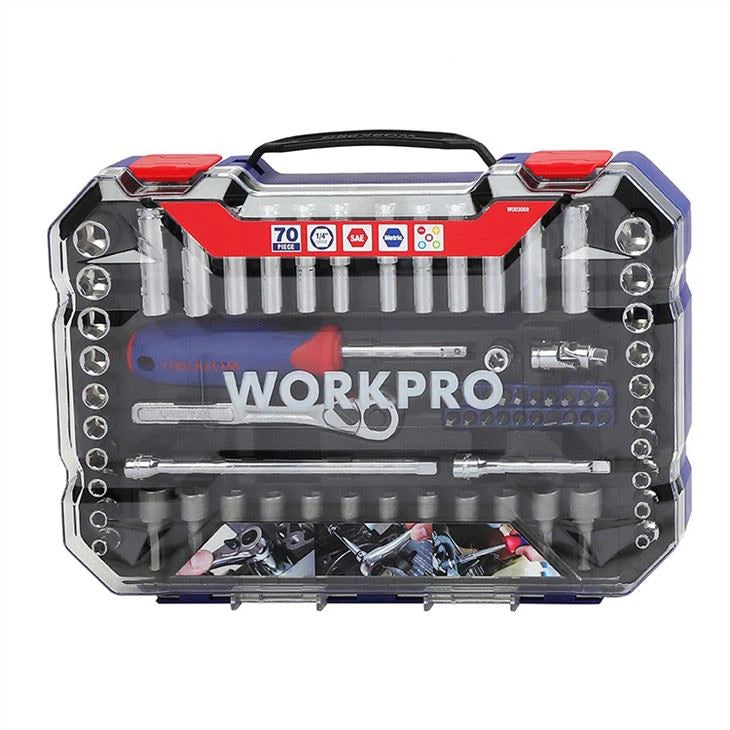 WORKPRO 70PC  1/4" DR. 6 POINT SOCKET SET