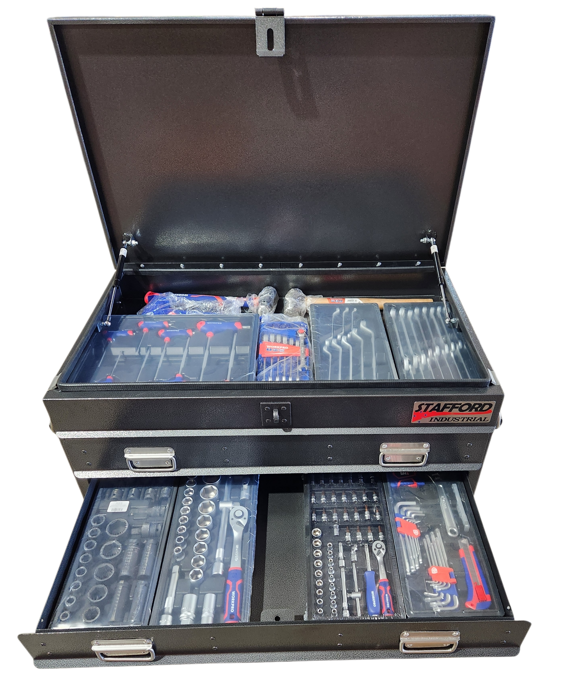STAFFORD INDUSTRIAL WORKPRO ROLLER CABINET 300PCE TOOLKIT BLACK