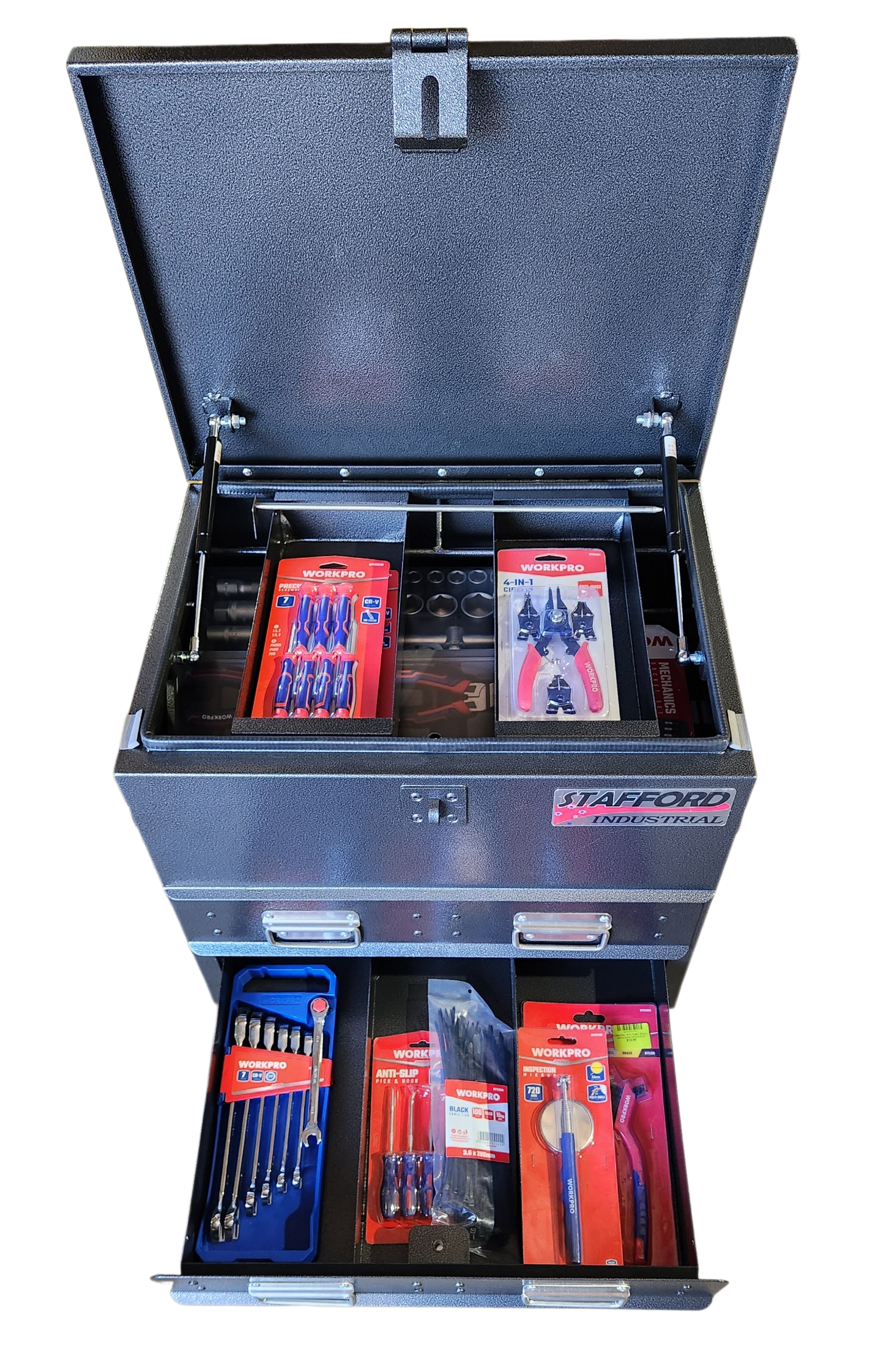 WORKPRO 290PCE TOOLKIT WITH 550MM 2DR BLACK TOOL BOX