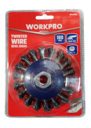 WORKPRO Twisted Wire Bevel Brush - 100mm With Nut M14X2
