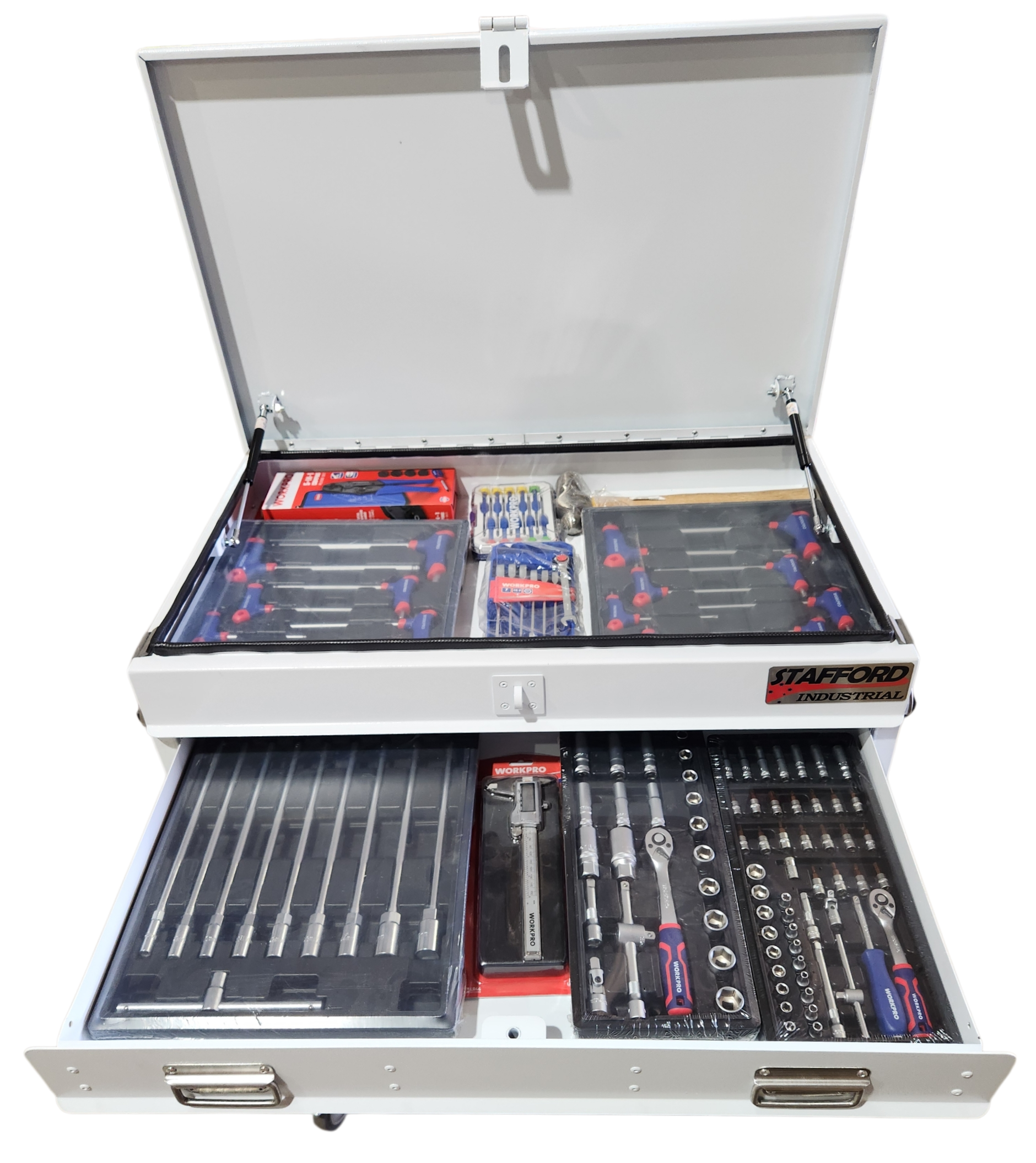 STAFFORD INDUSTRIAL WORKPRO ROLLER CABINET 300PCE TOOLKIT WHITE