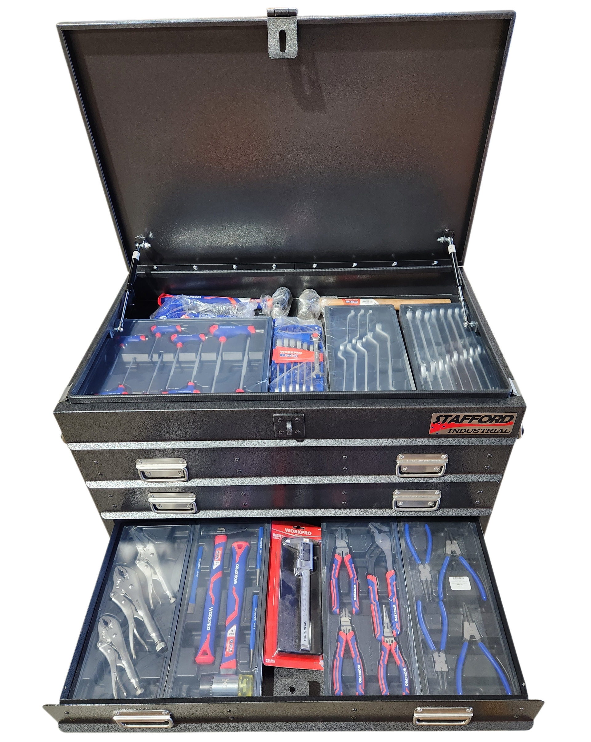 STAFFORD INDUSTRIAL WORKPRO ROLLER CABINET 300PCE TOOLKIT BLACK