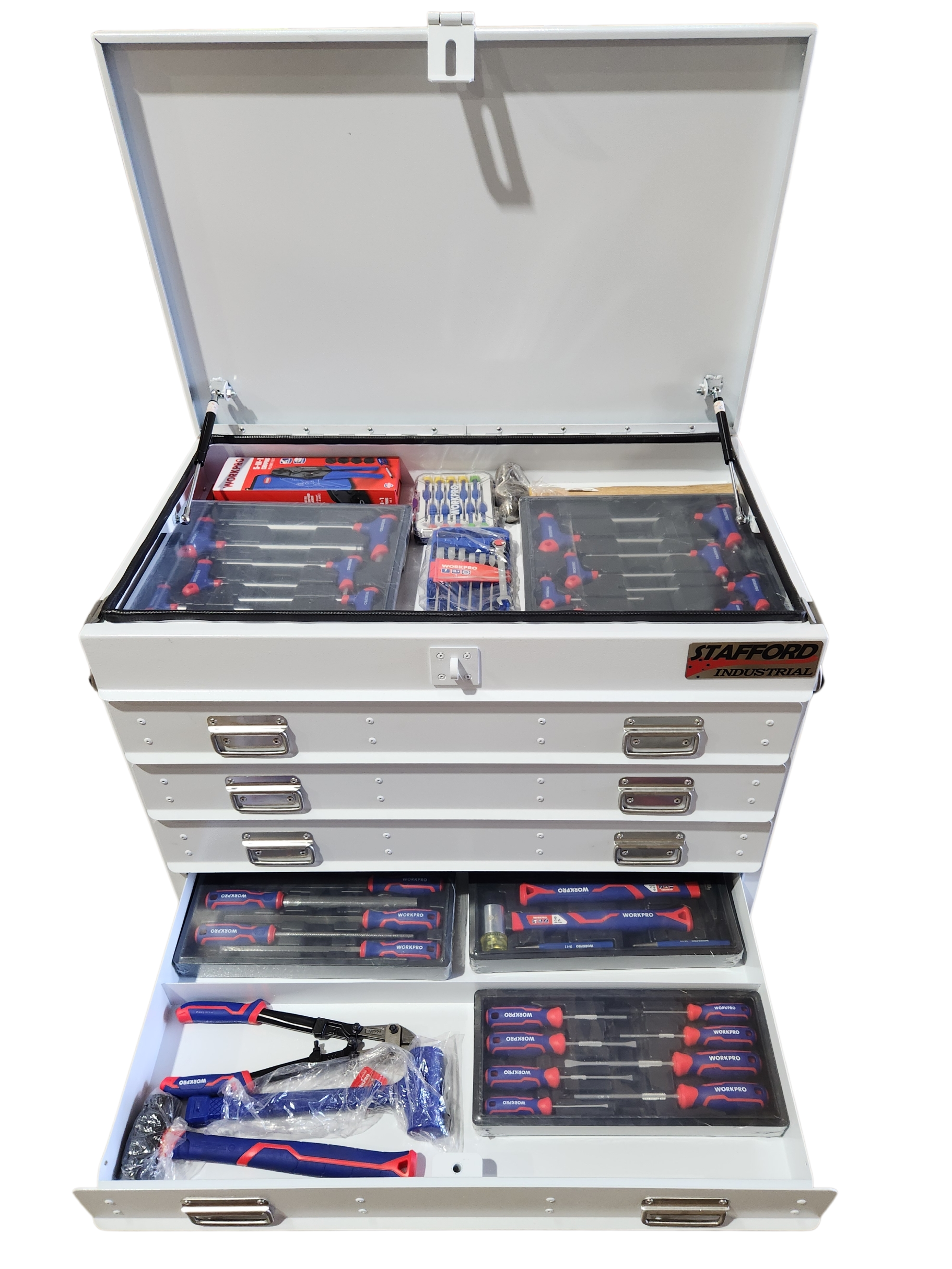 STAFFORD INDUSTRIAL WORKPRO ROLLER CABINET 300PCE TOOLKIT WHITE